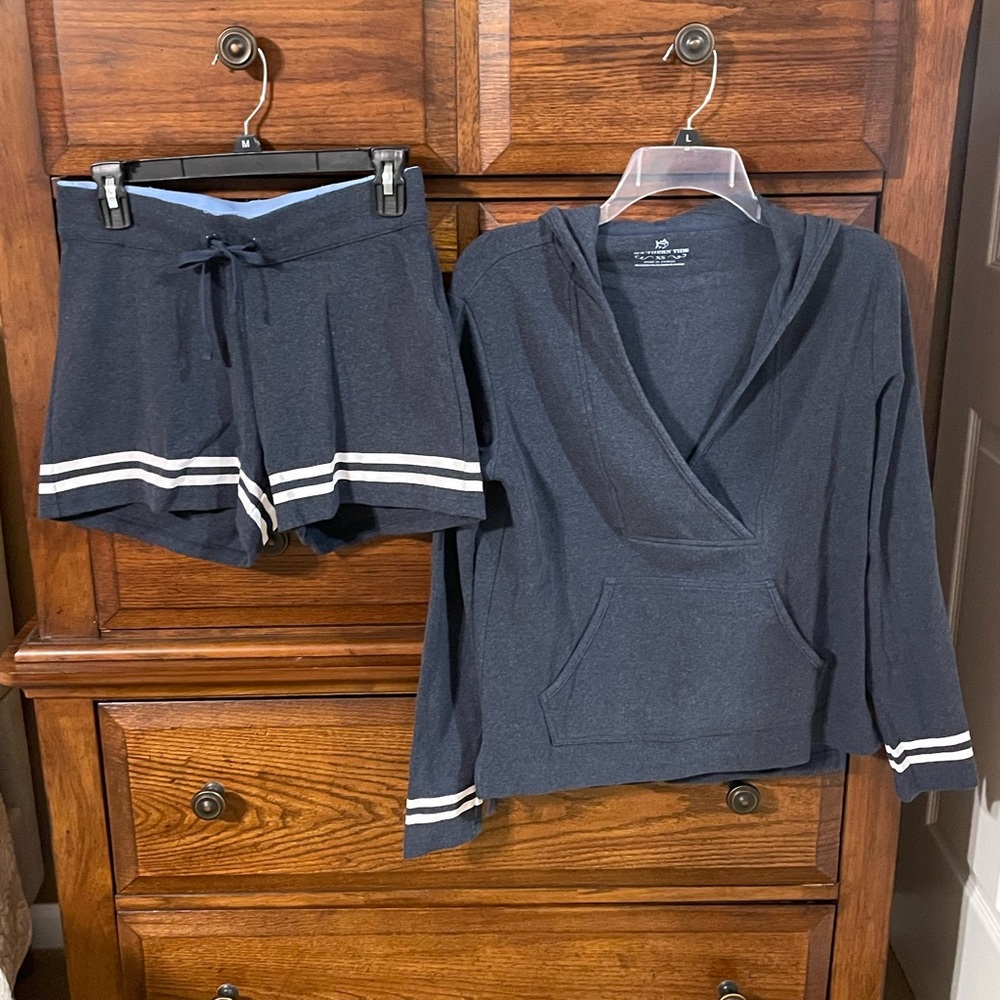 Southern Tide Light Blue and White Striped Hoodie Set